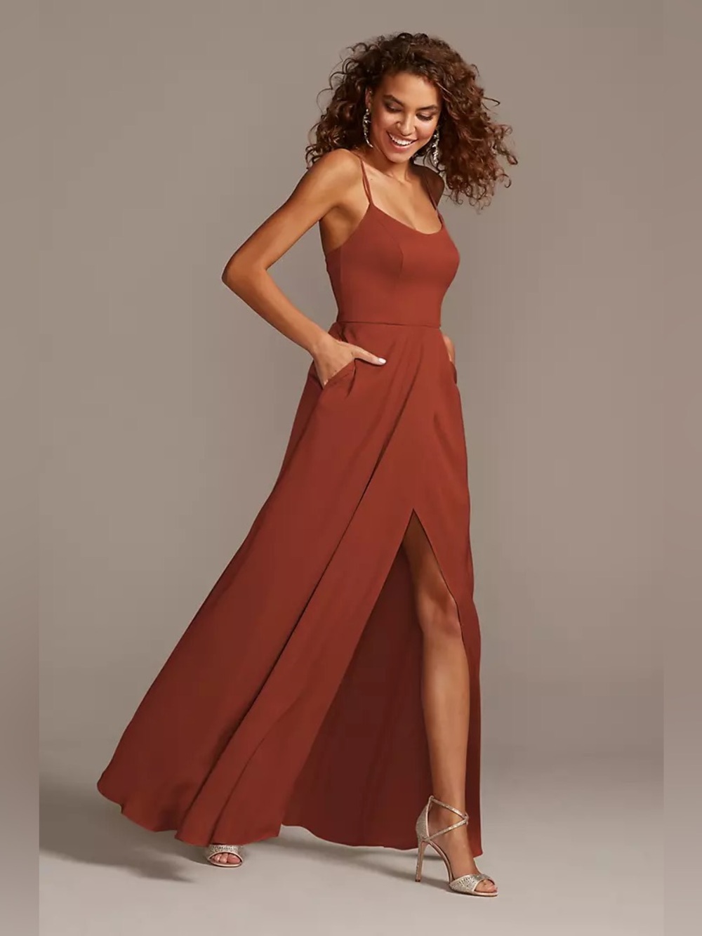 [NWT] Crepe-Back Satin Spaghetti
Strap Bridesmaid Dress